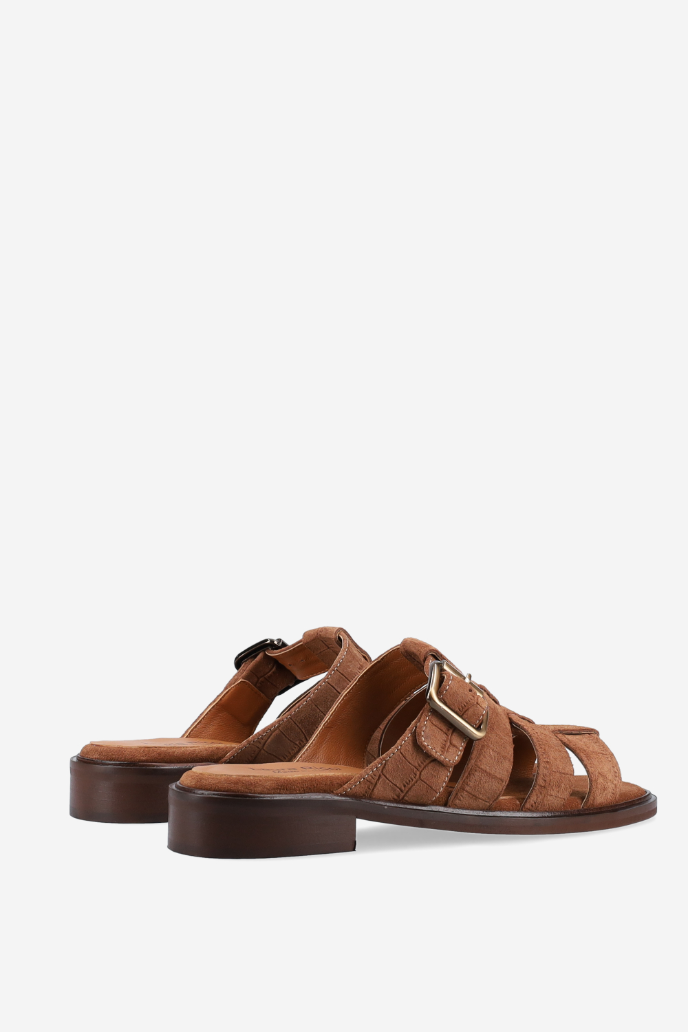 Croco suede sandals