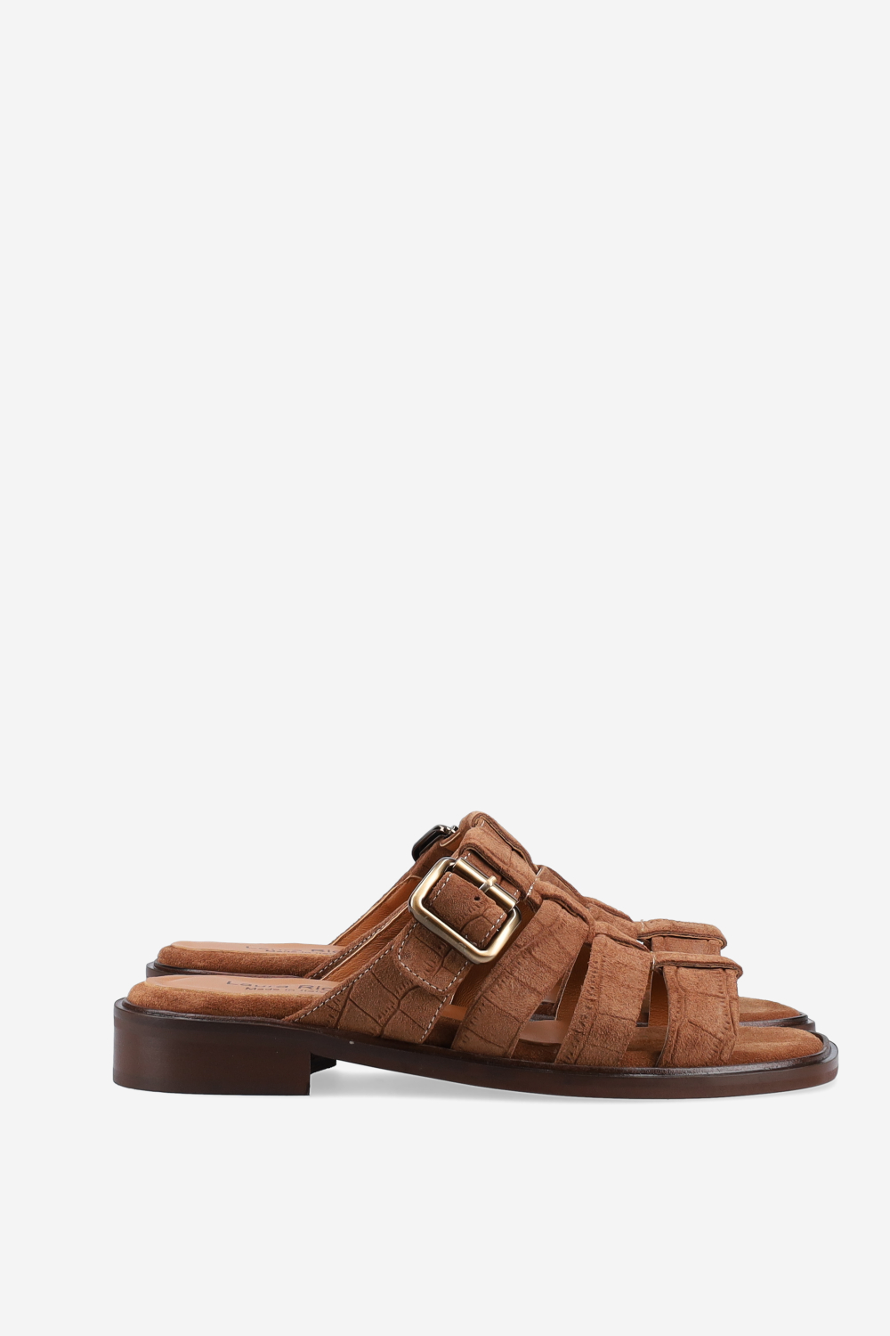 Croco suede sandals
