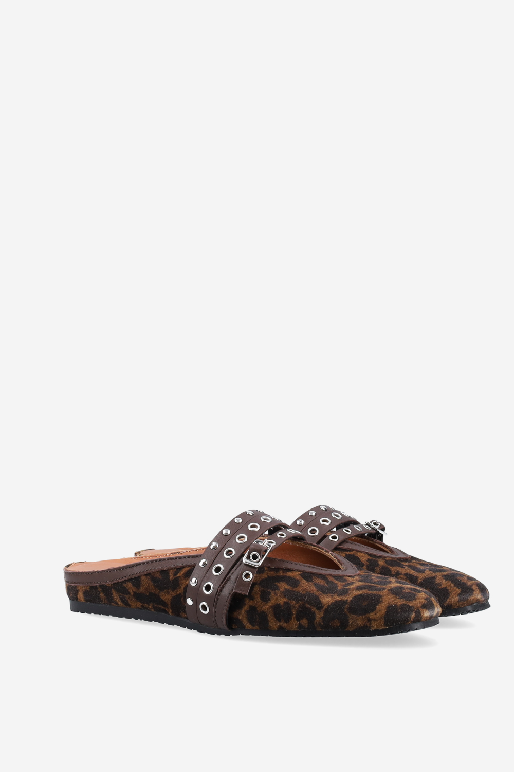 Cross-over suede mules