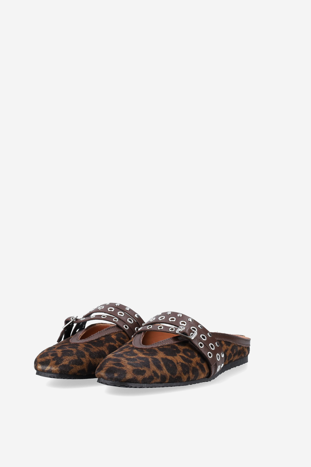 Cross-over suede mules