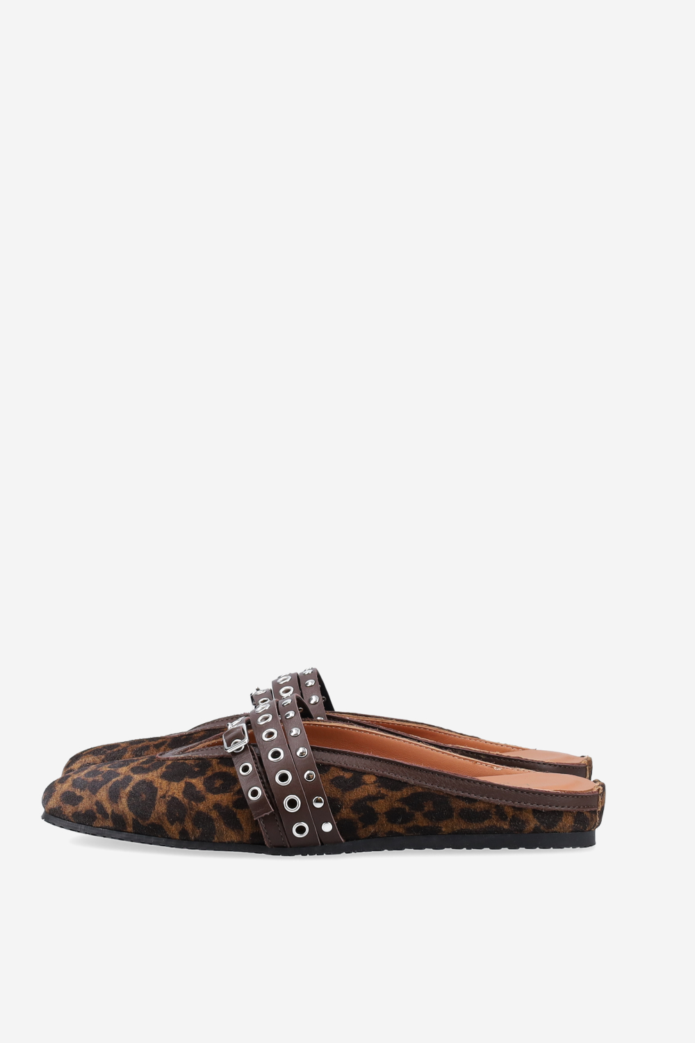 Cross-over suede mules