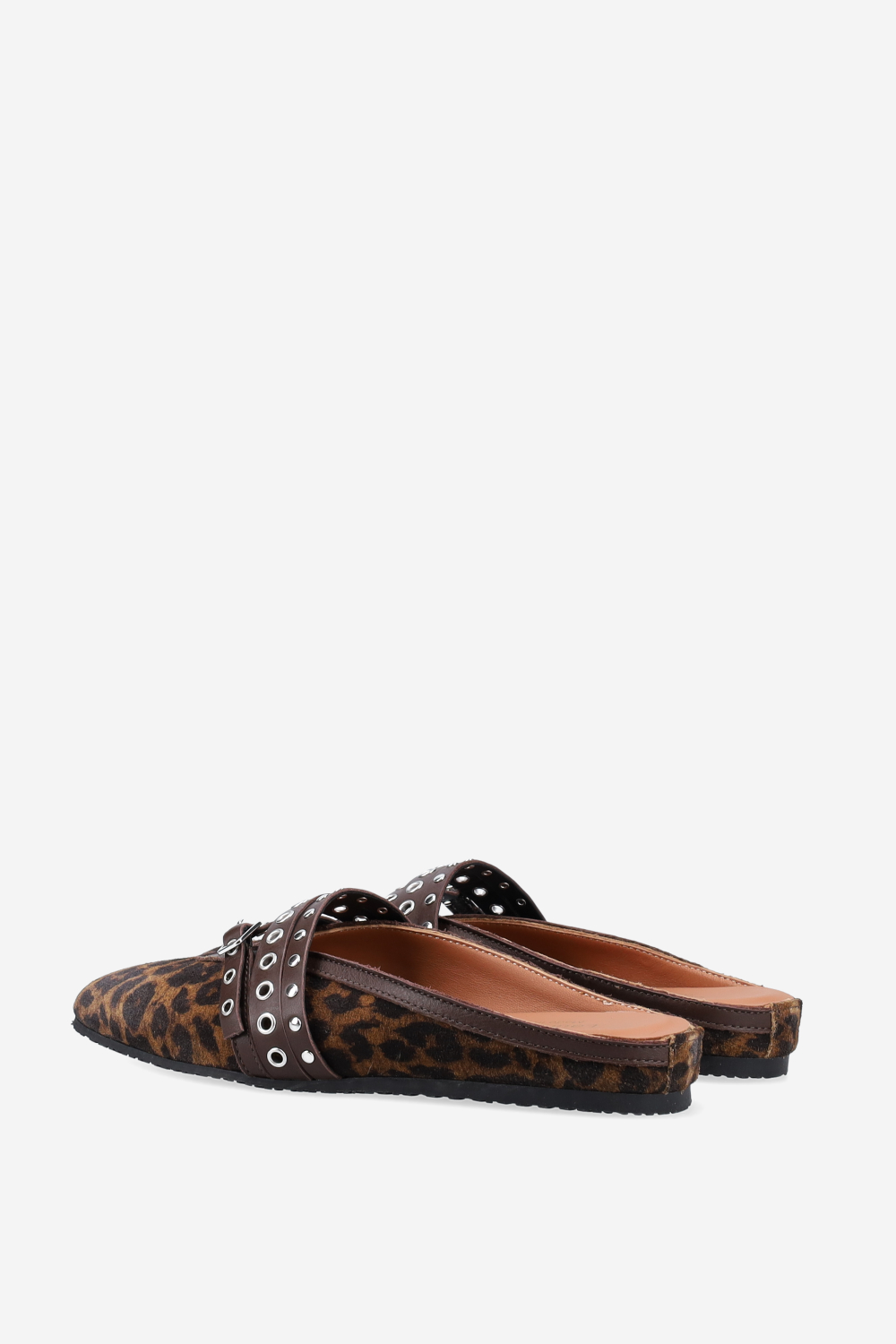 Cross-over suede mules
