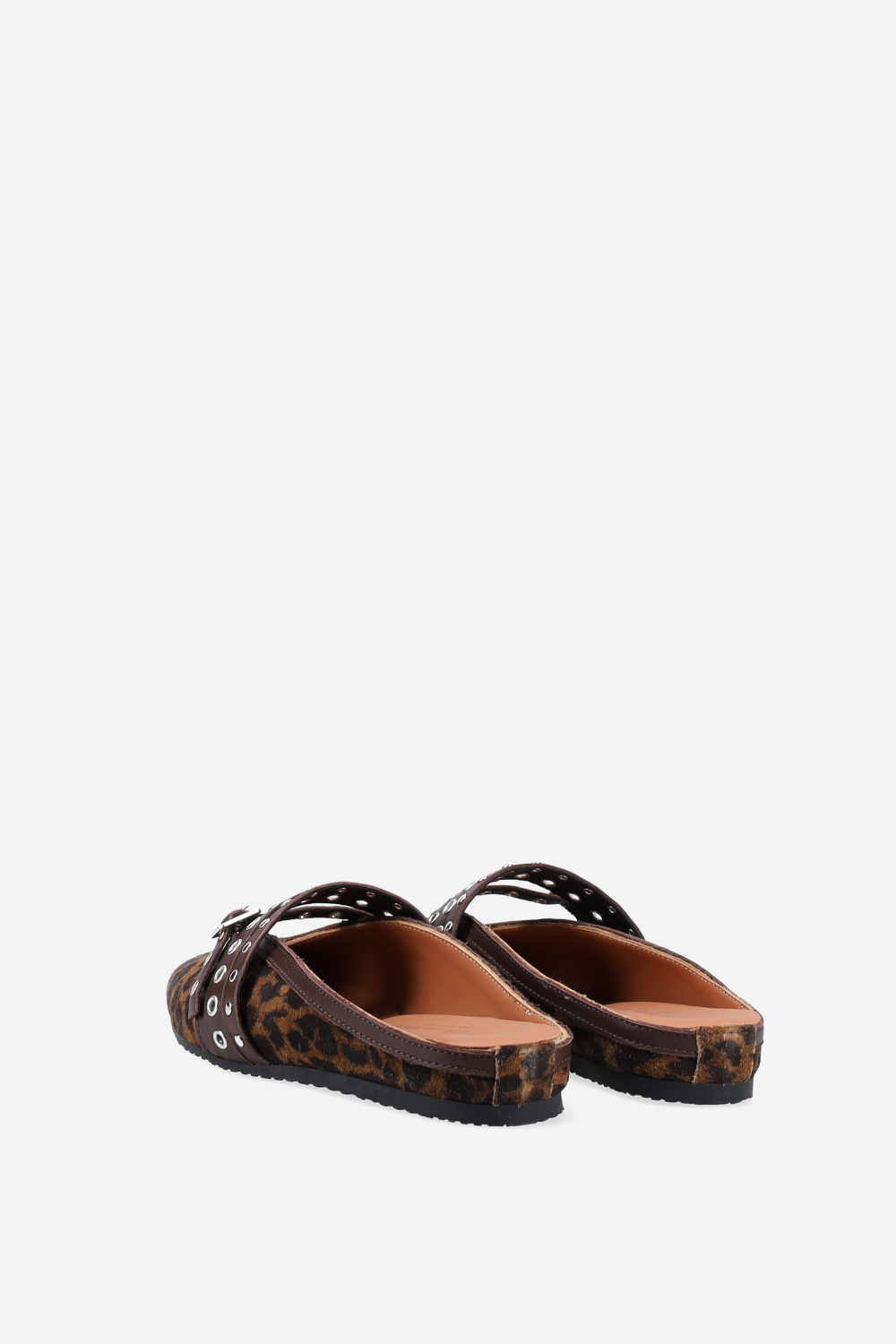 Cross-over suede mules