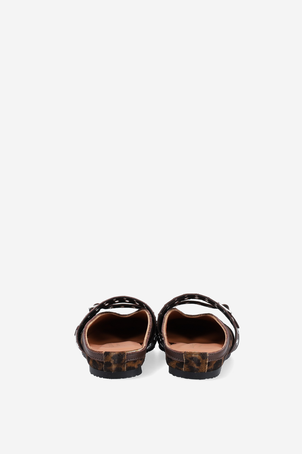 Cross-over suede mules
