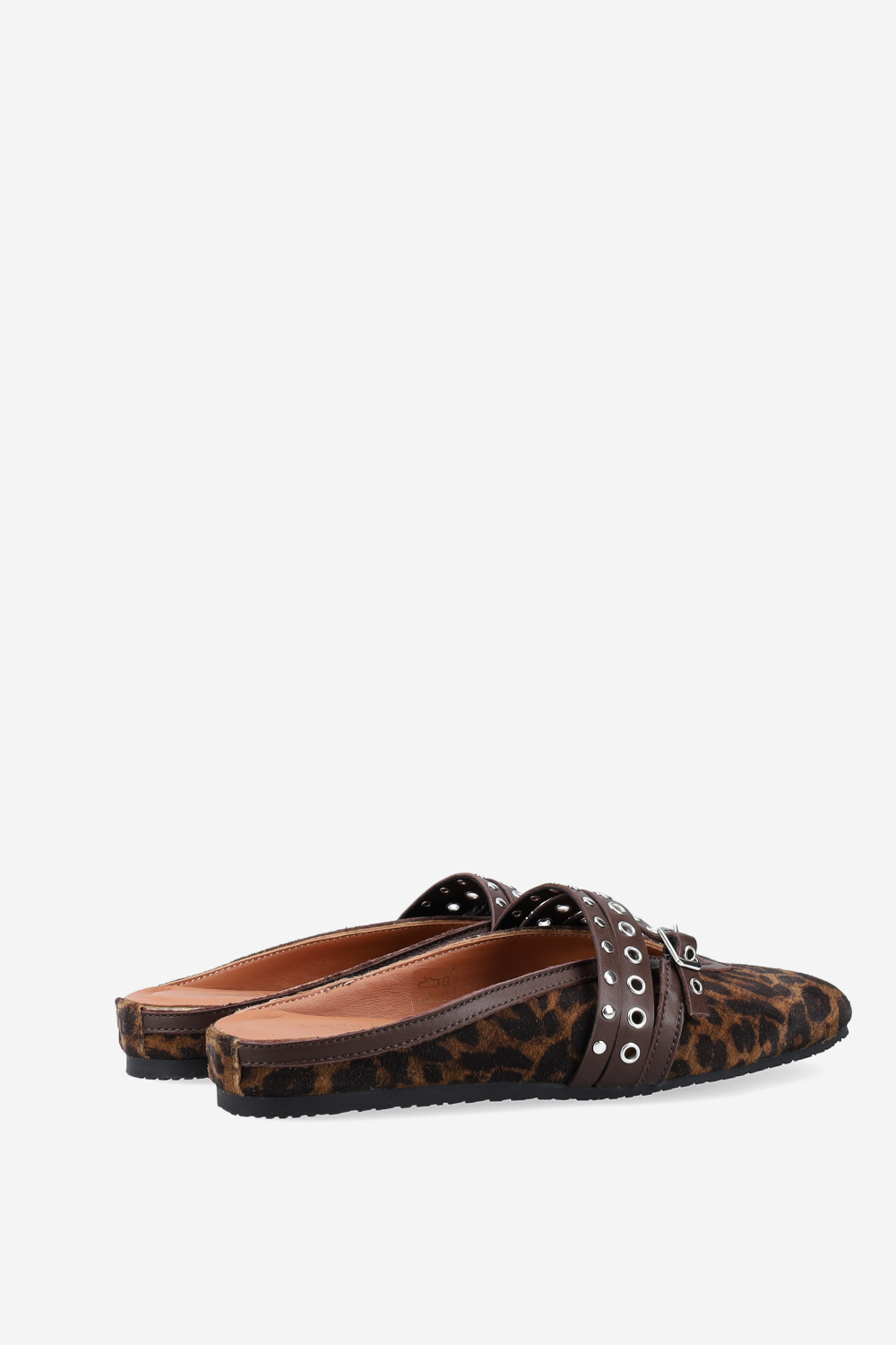 Cross-over suede mules
