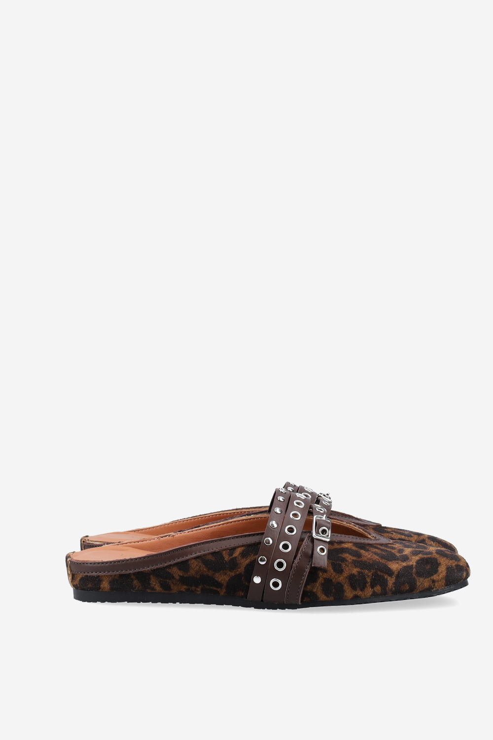 Cross-over suede mules
