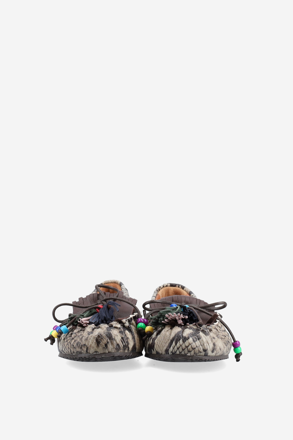 Fringes pitone leather ballerinas