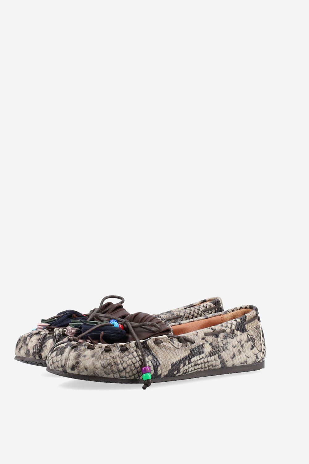 Fringes pitone leather ballerinas