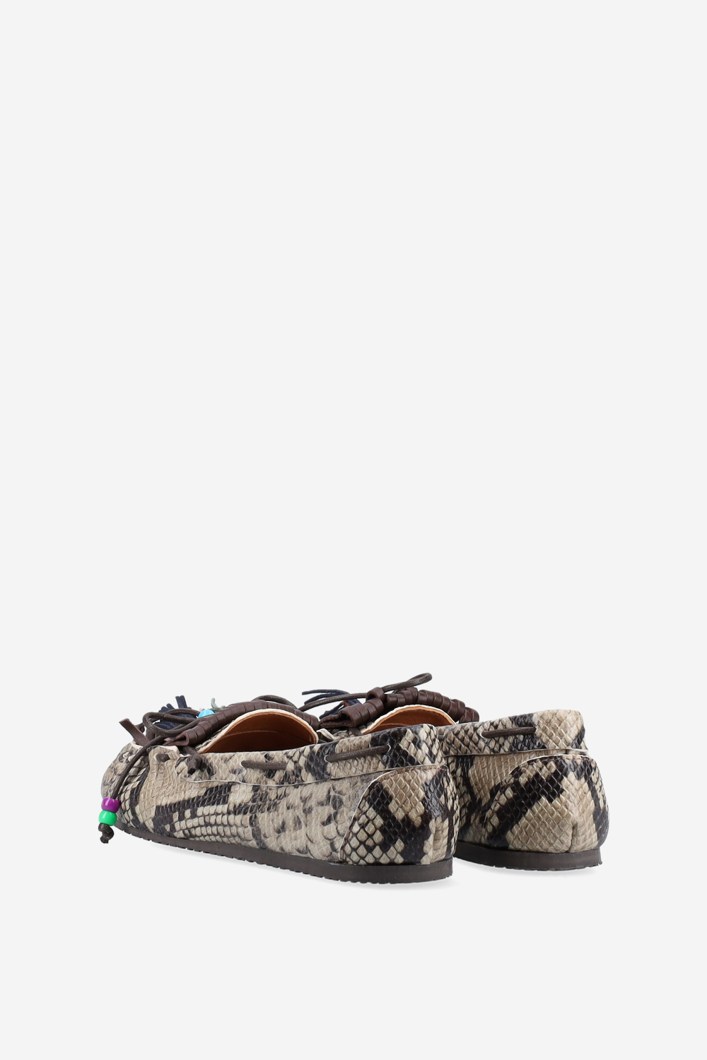 Fringes pitone leather ballerinas