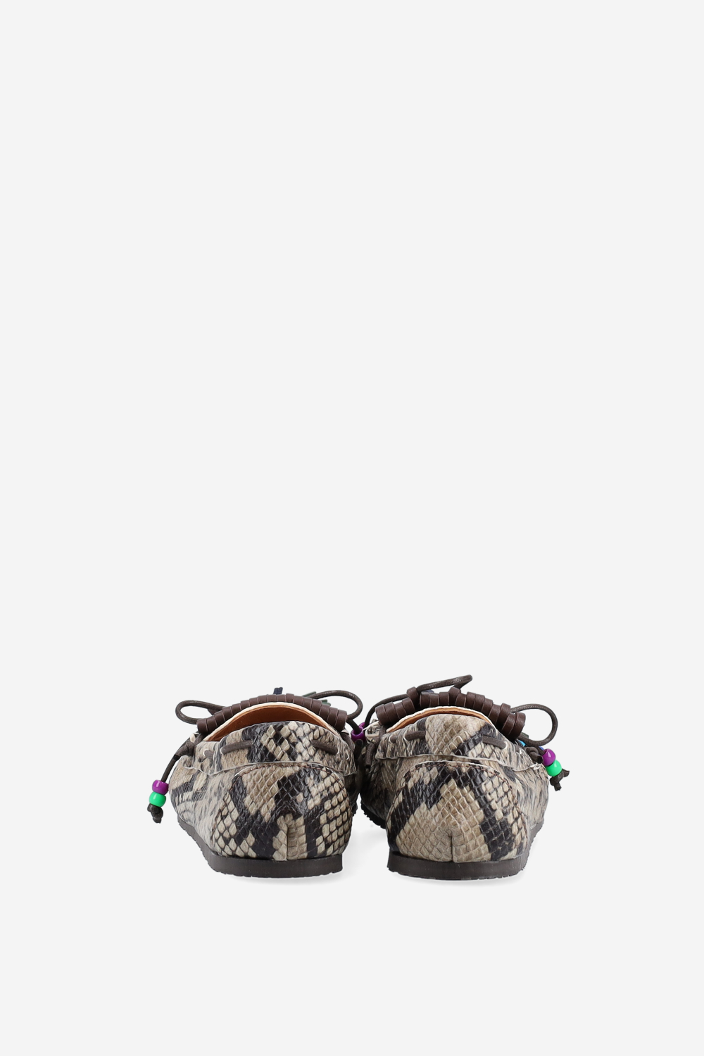 Fringes pitone leather ballerinas