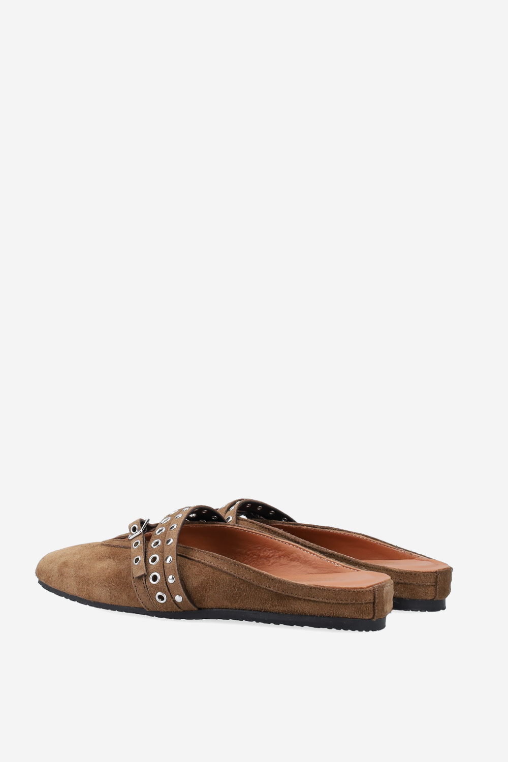 Cross-over suede mules