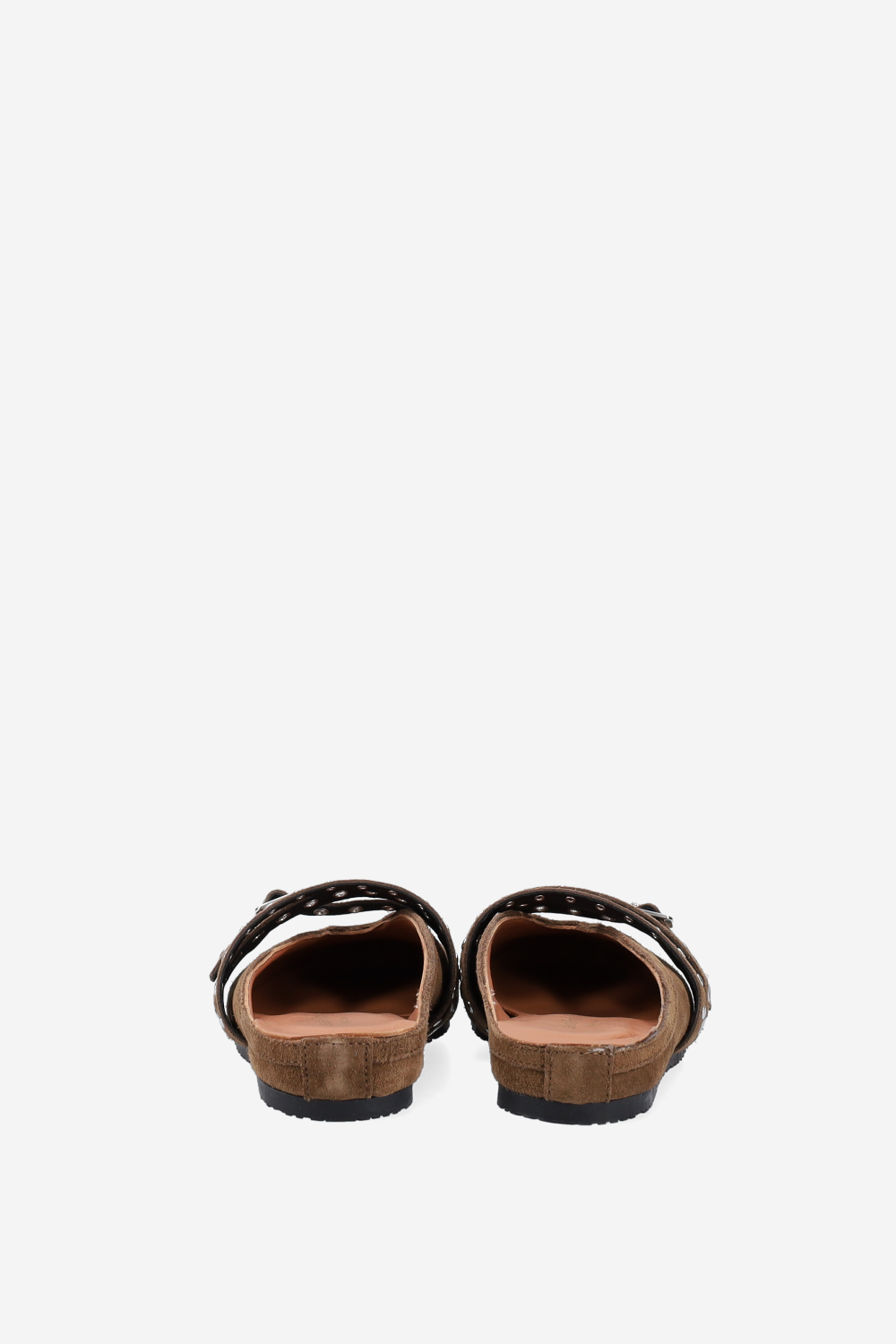 Cross-over suede mules