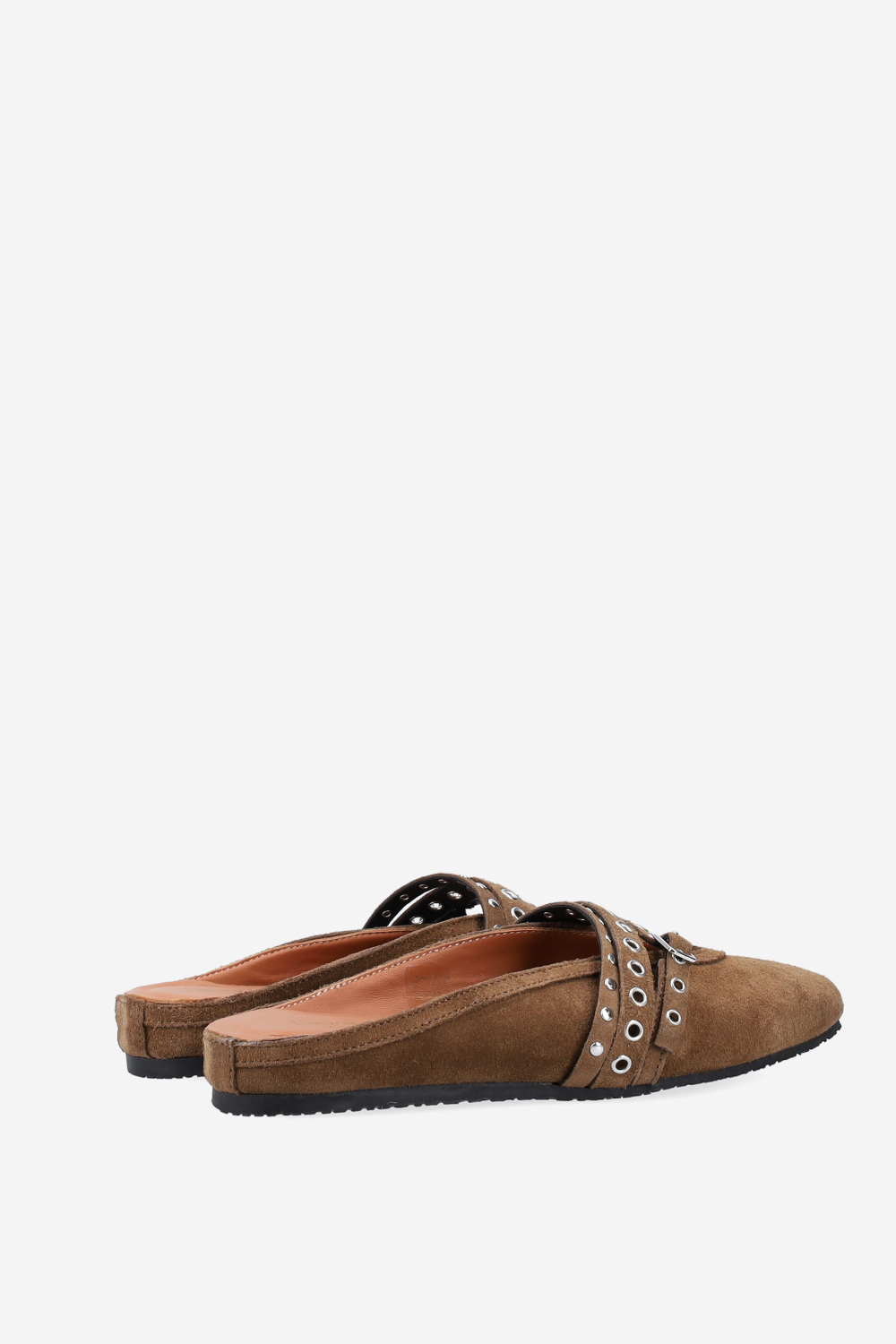 Cross-over suede mules