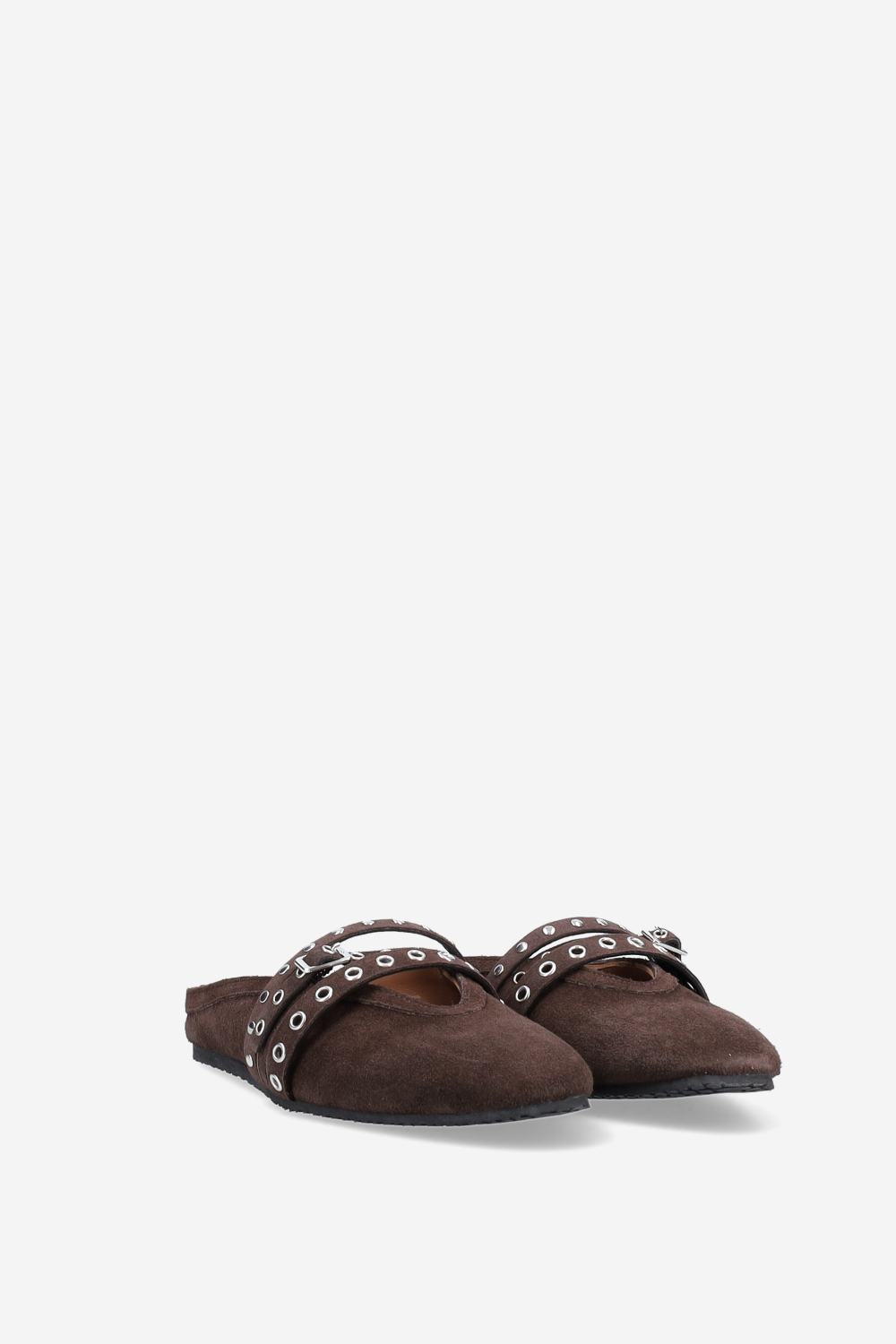Cross-over suede mules