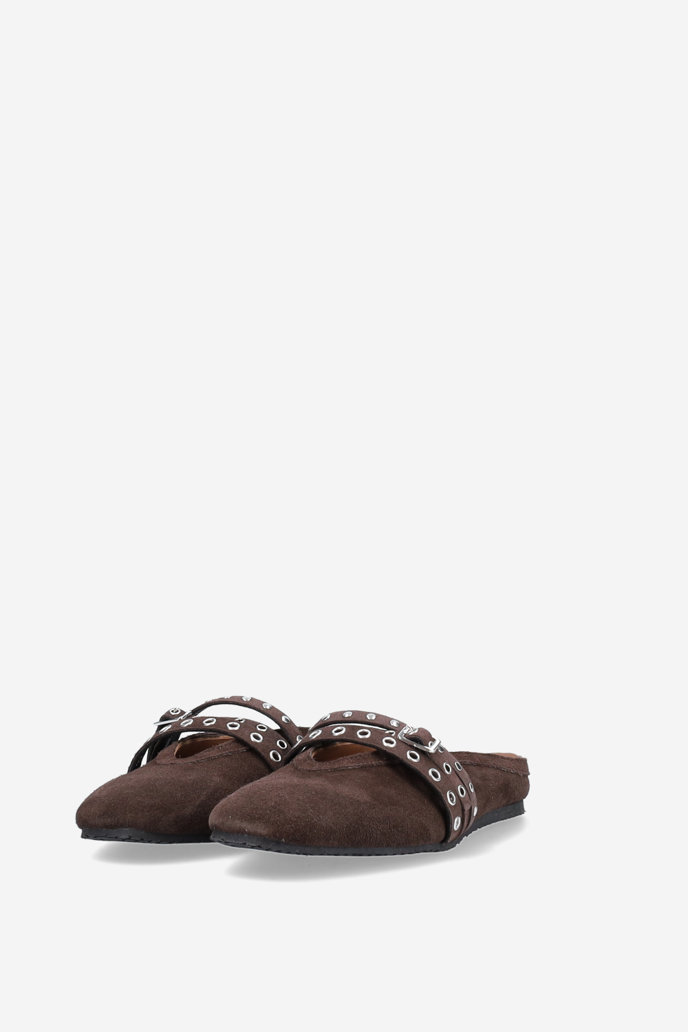 Cross-over suede mules