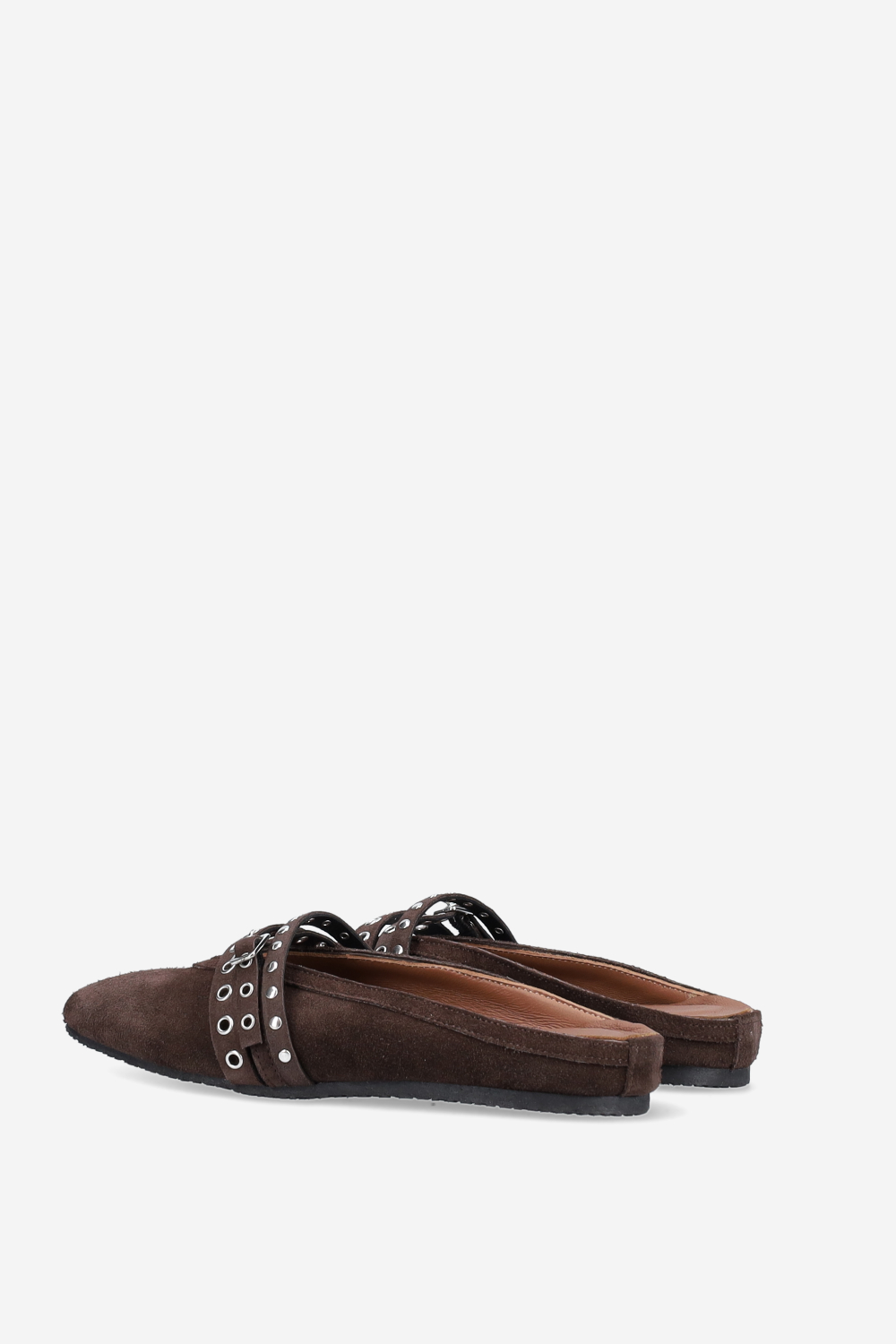 Cross-over suede mules