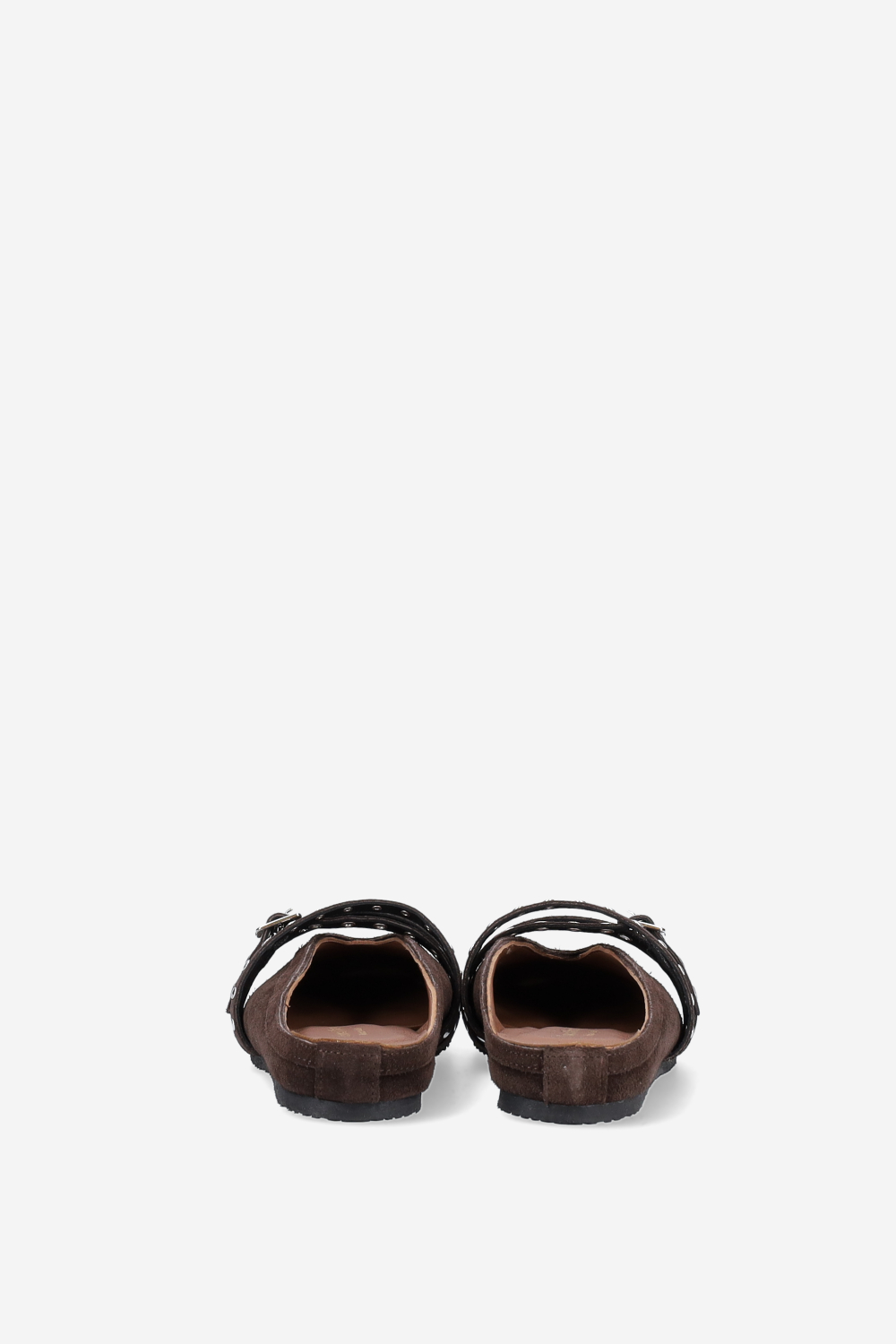 Cross-over suede mules