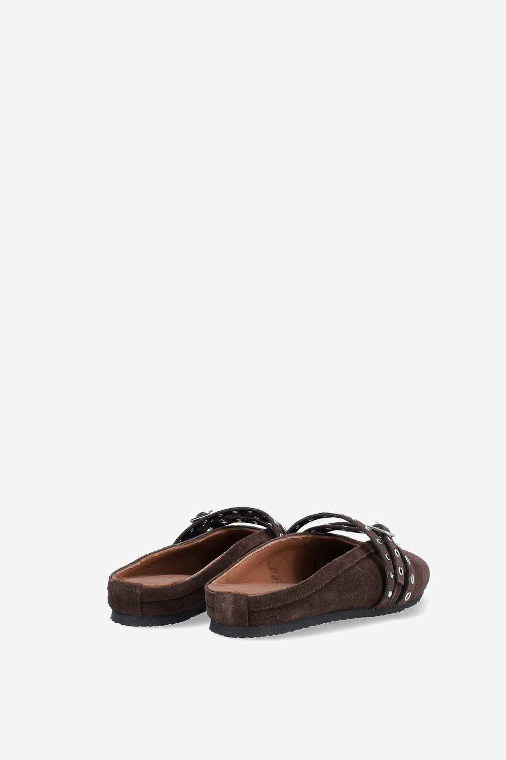 Cross-over suede mules