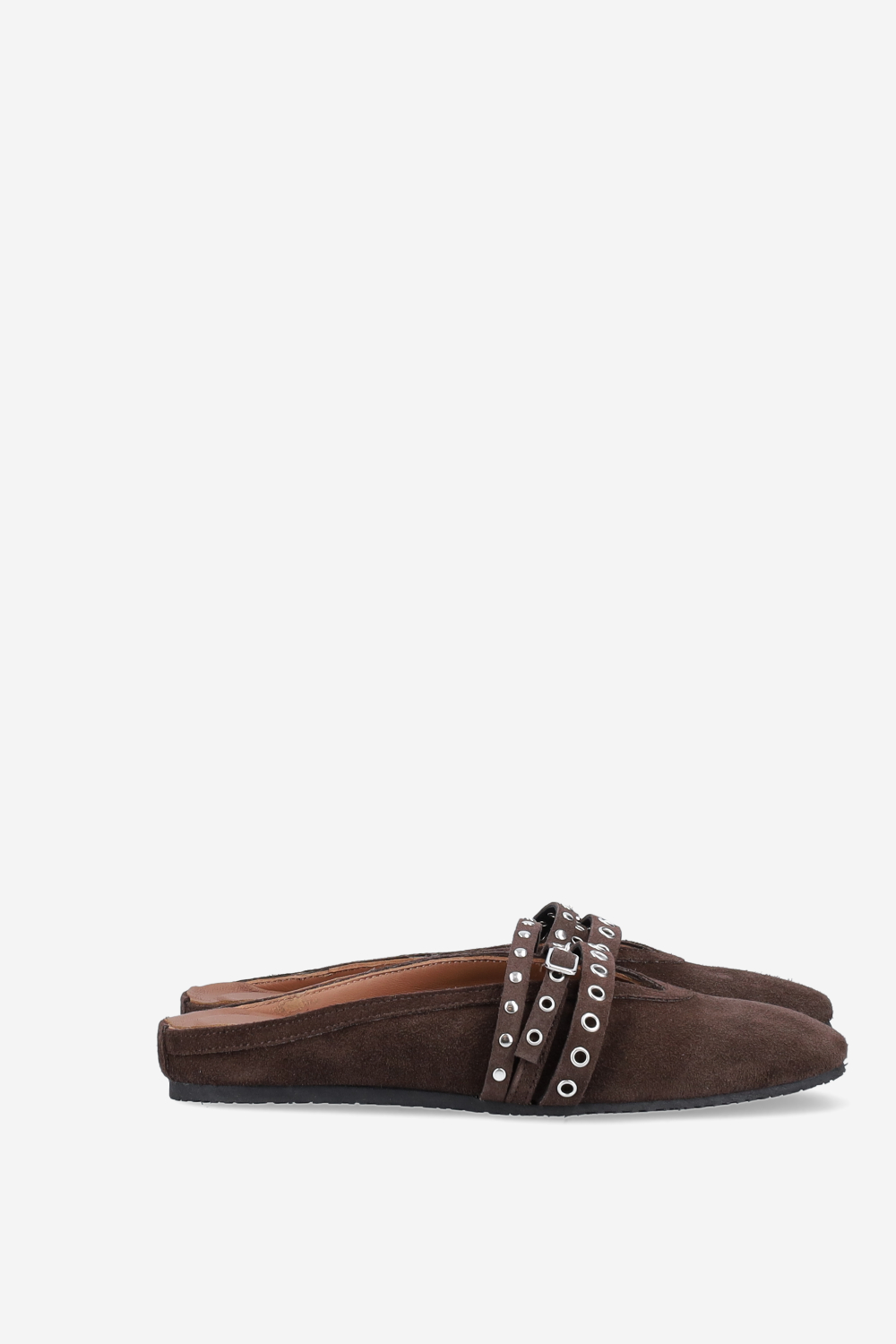 Cross-over suede mules