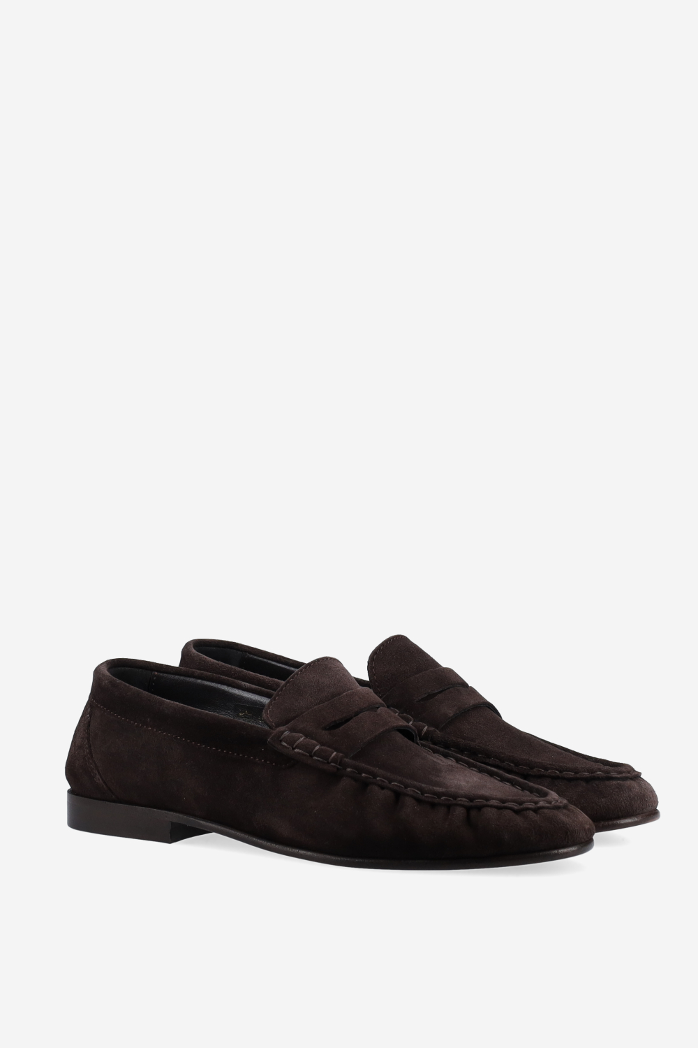 Penny wrinkle suede loafers