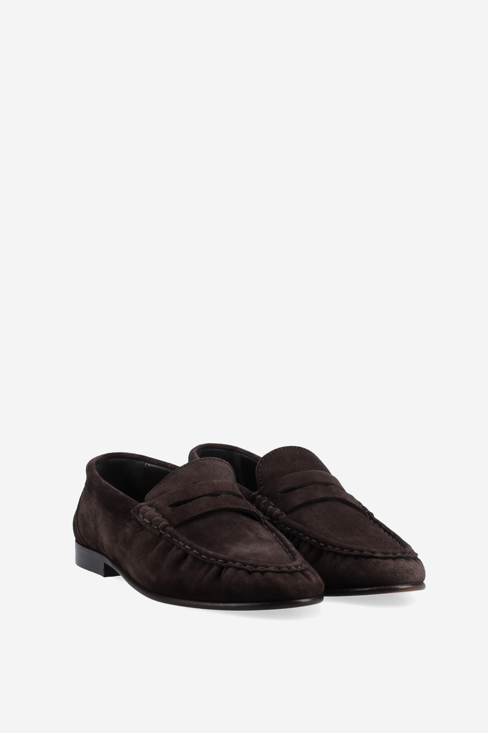 Penny wrinkle suede loafers