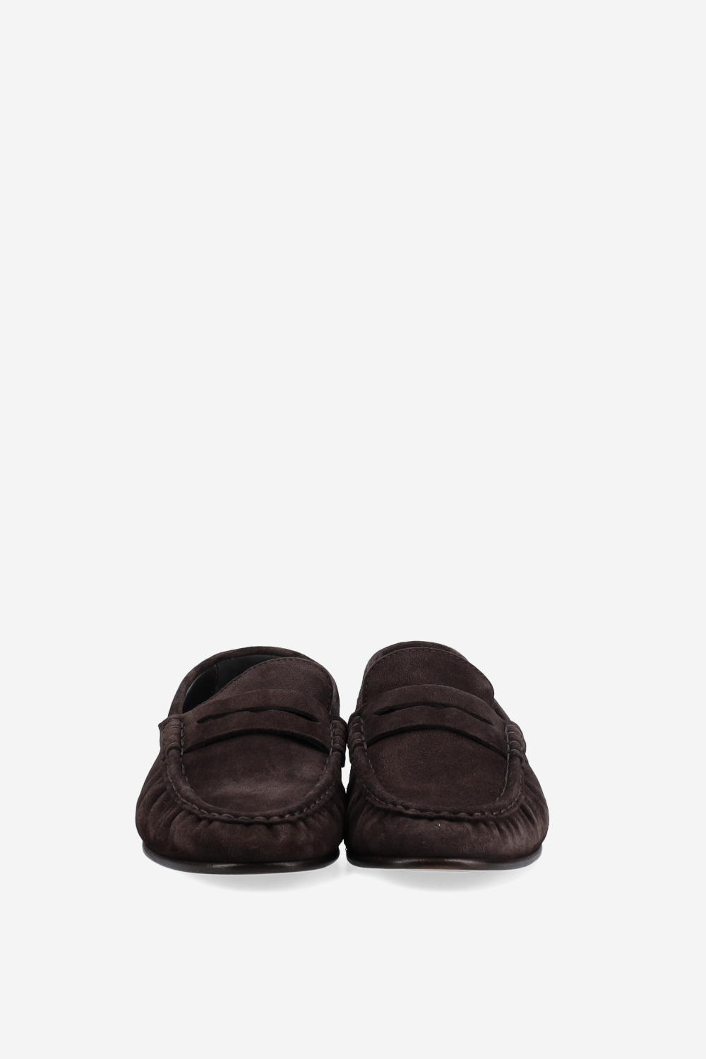 Penny wrinkle suede loafers