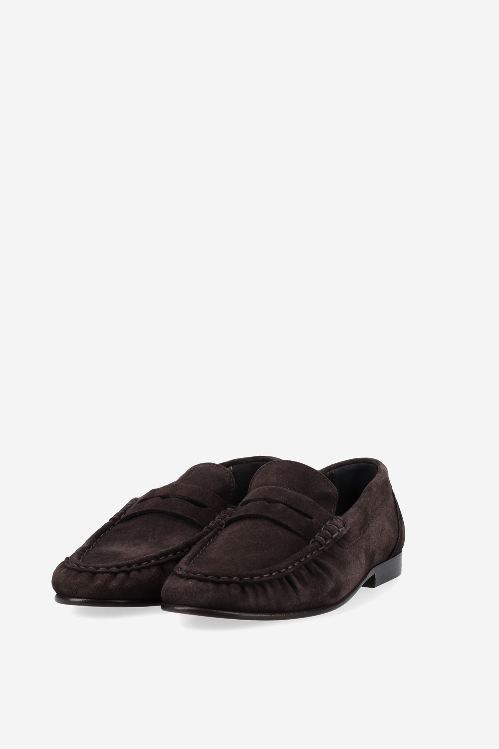 Penny wrinkle suede loafers