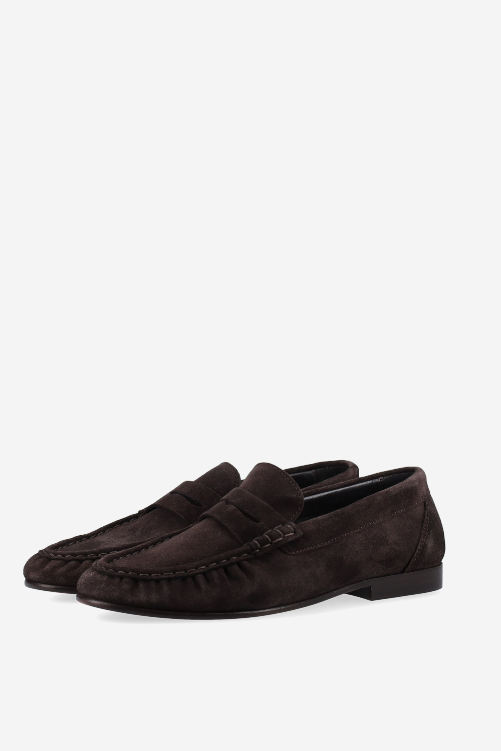 Penny wrinkle suede loafers