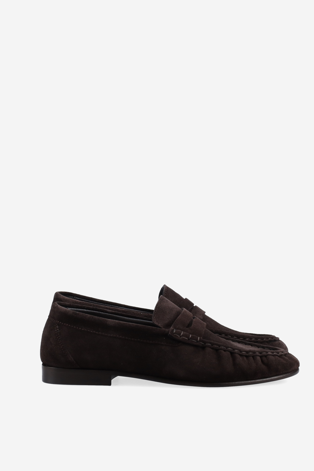 Penny wrinkle suede loafers