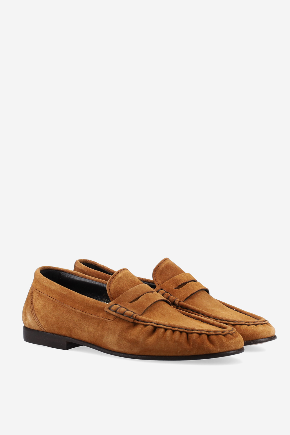 Penny wrinkle suede loafers
