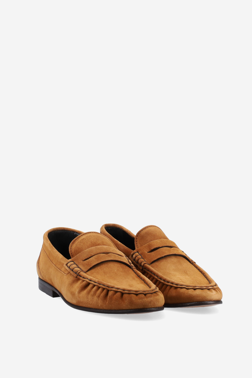 Penny wrinkle suede loafers