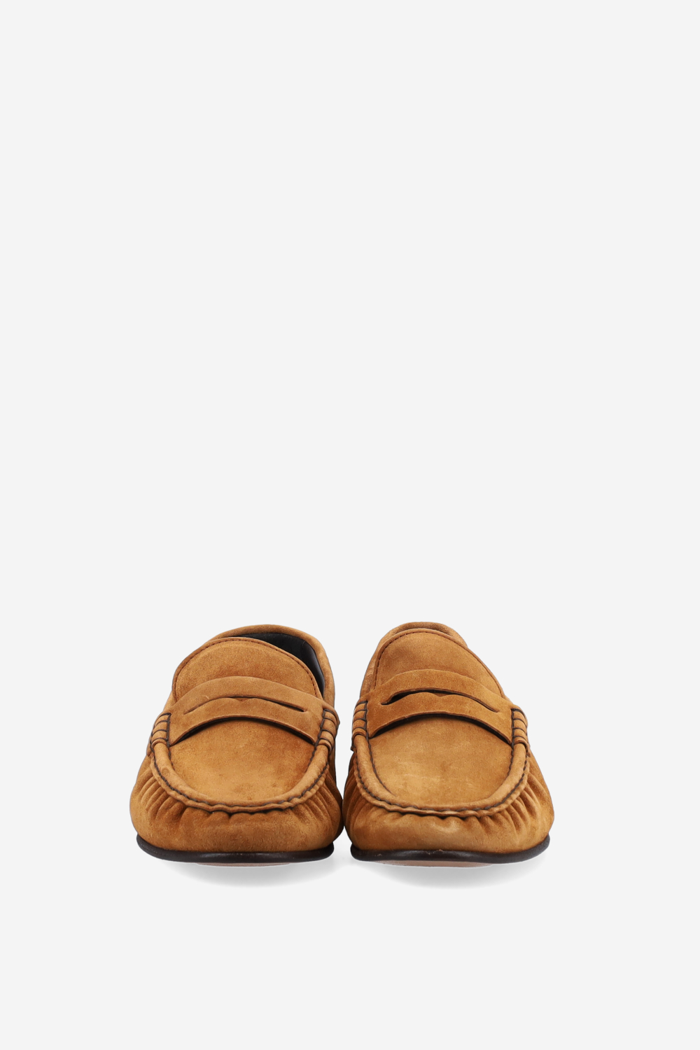 Penny wrinkle suede loafers