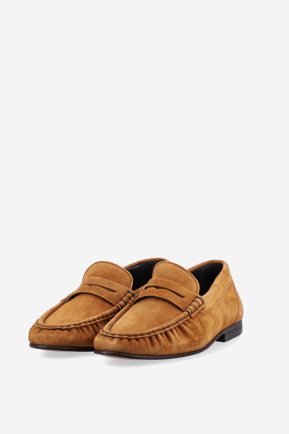 Penny wrinkle suede loafers
