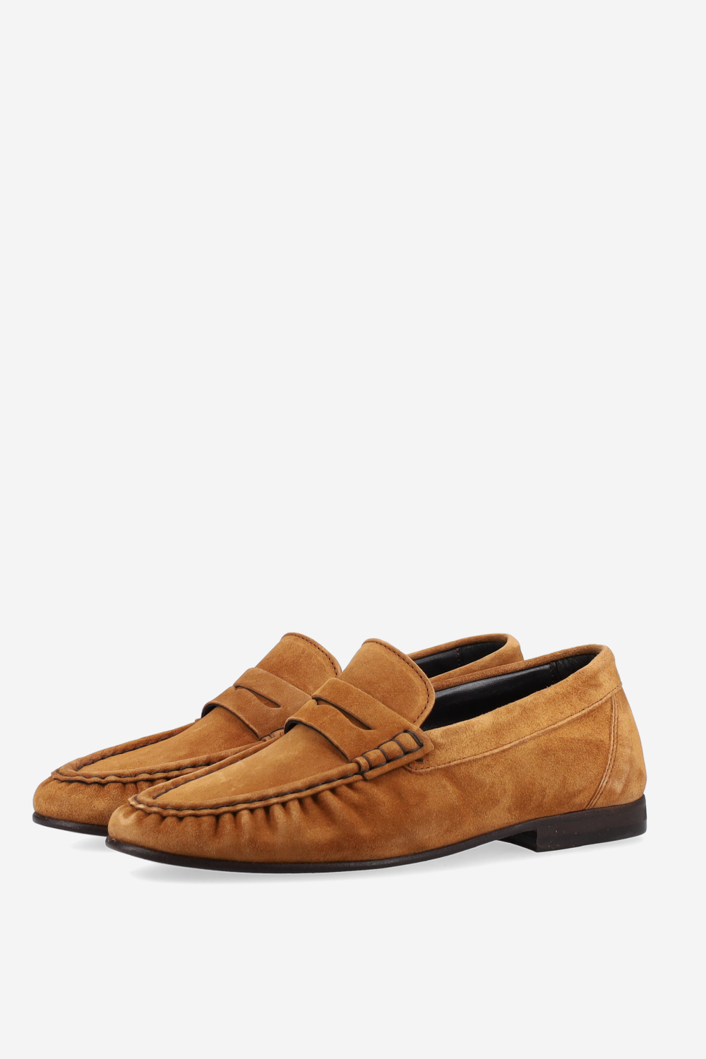 Penny wrinkle suede loafers