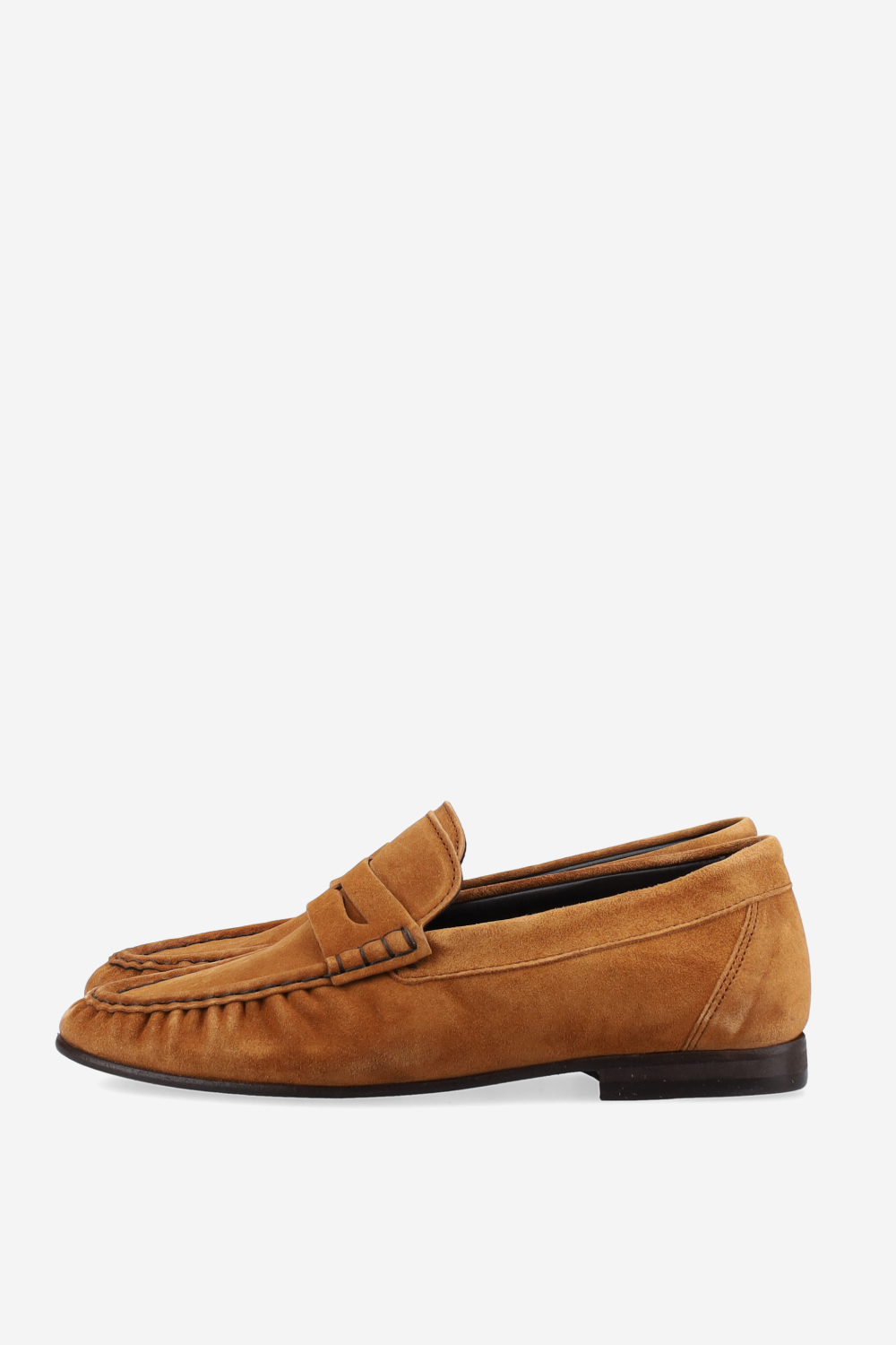 Penny wrinkle suede loafers