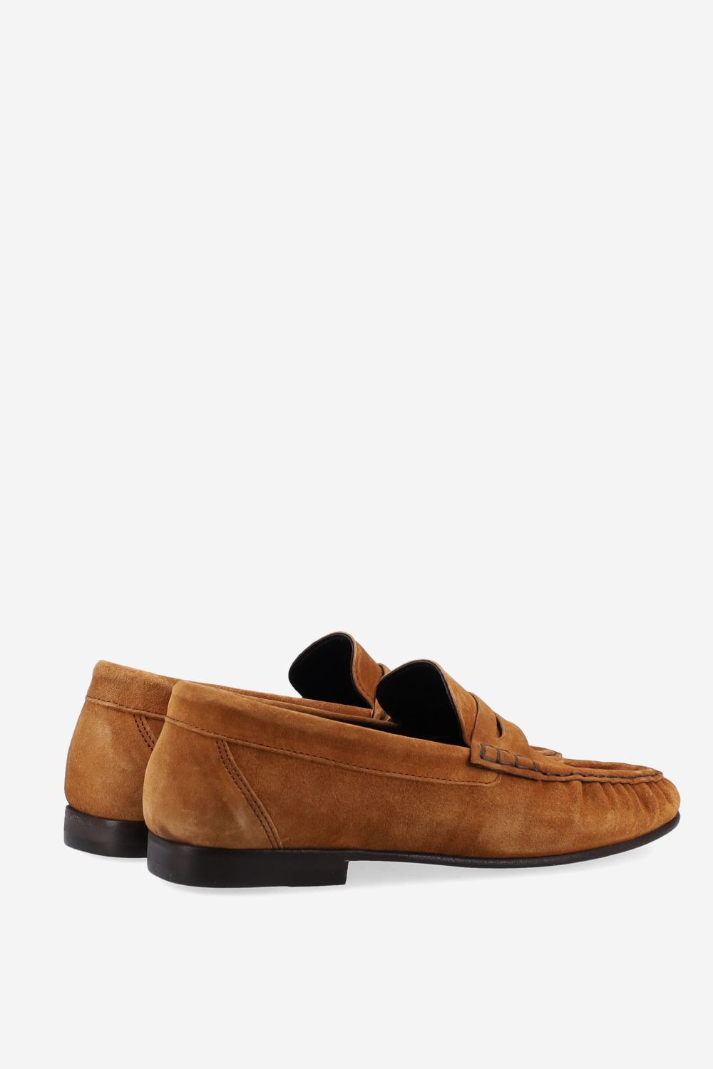 Penny wrinkle suede loafers