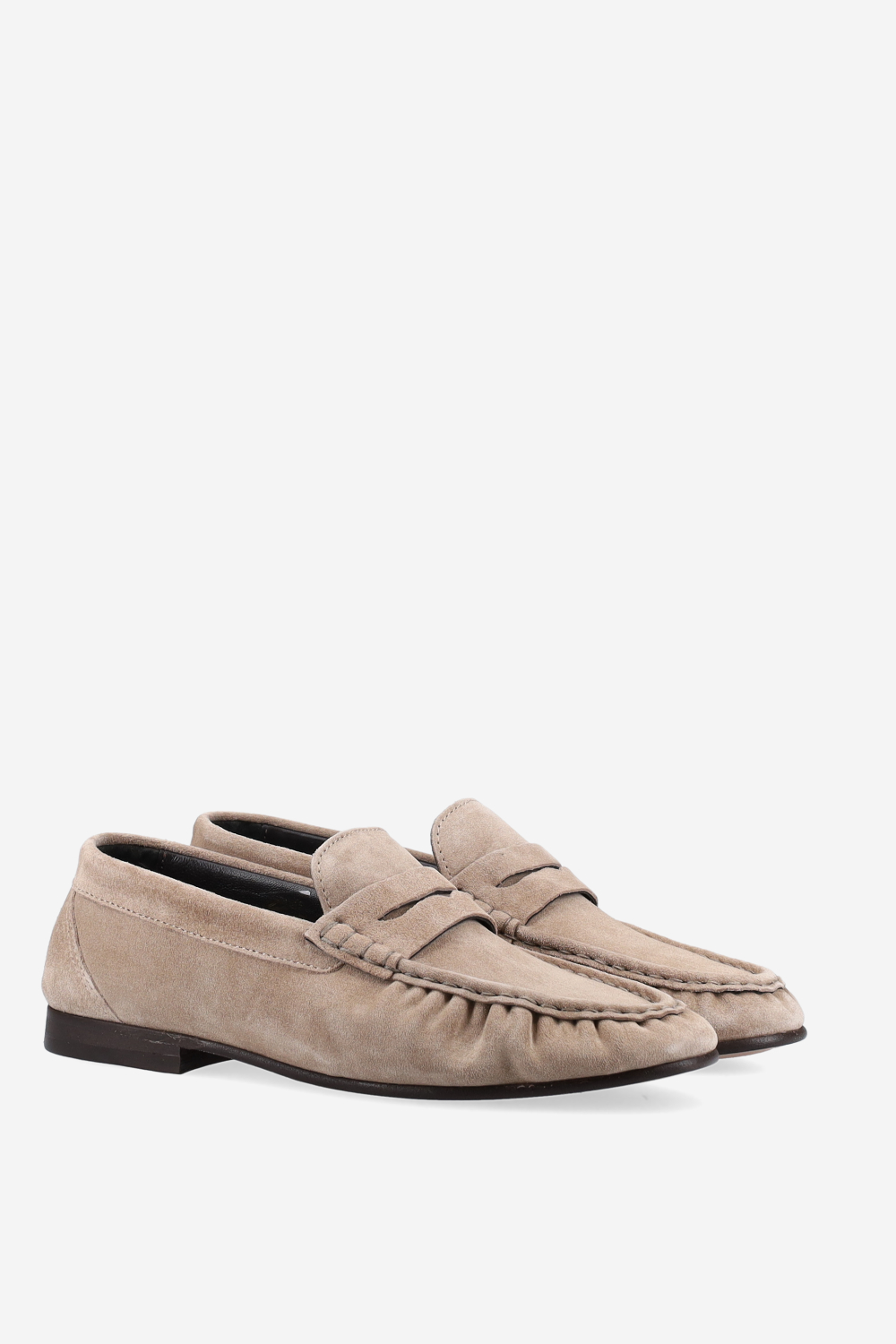 Penny wrinkle suede loafers