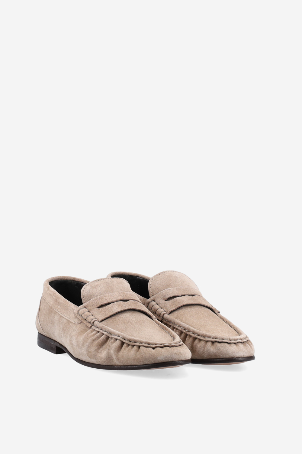 Penny wrinkle suede loafers