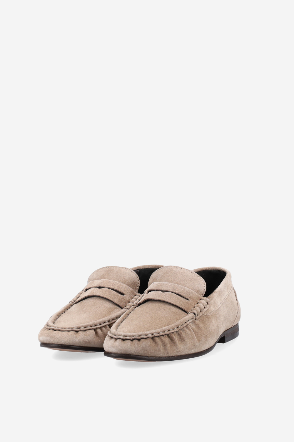 Penny wrinkle suede loafers