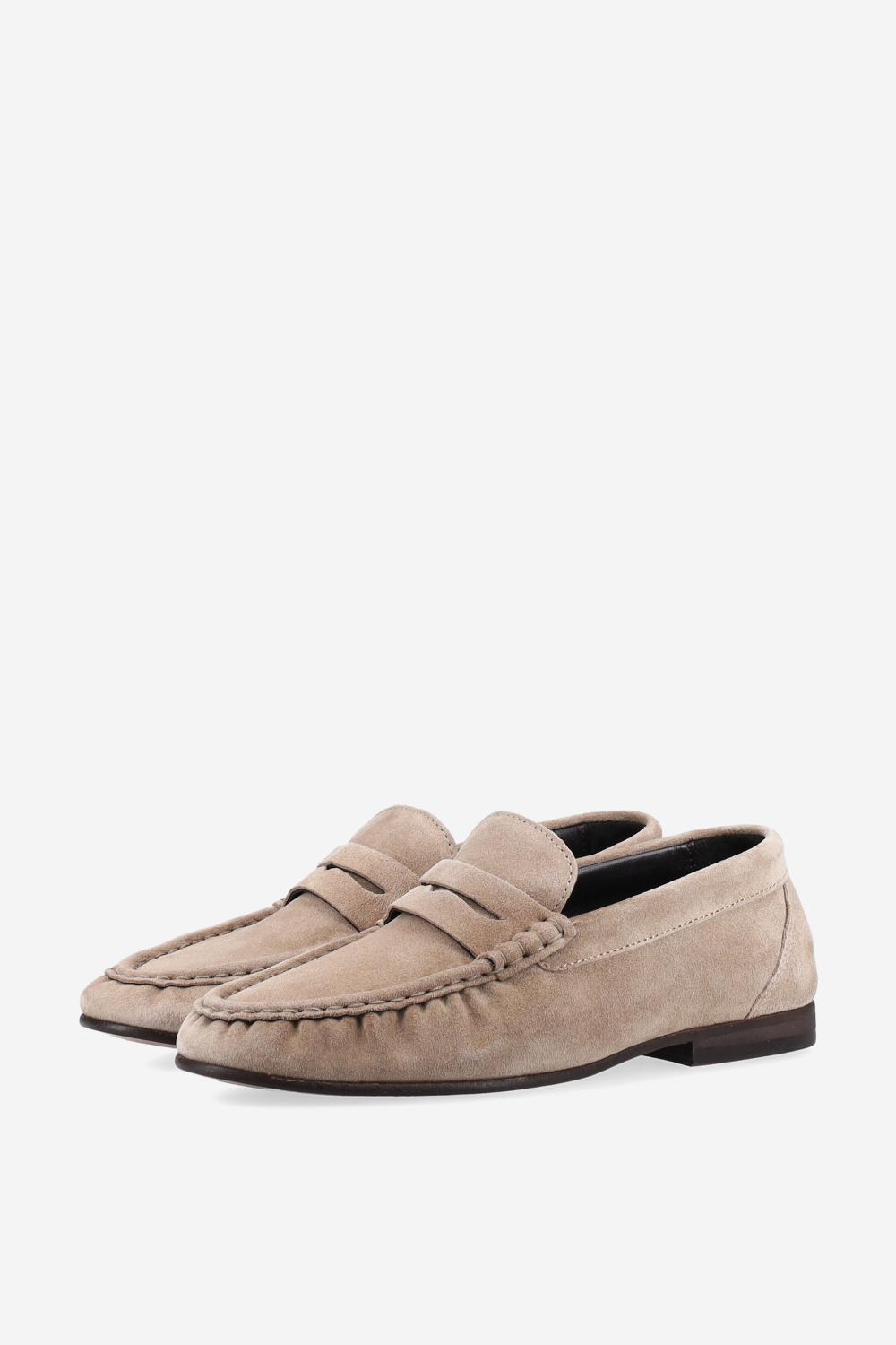 Penny wrinkle suede loafers