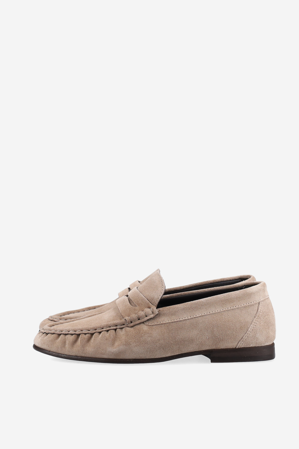 Penny wrinkle suede loafers
