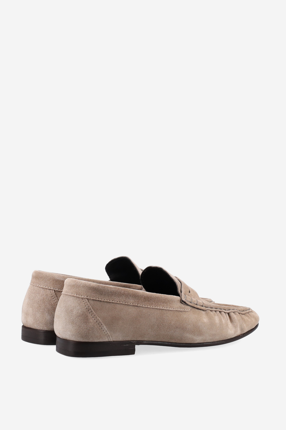 Penny wrinkle suede loafers