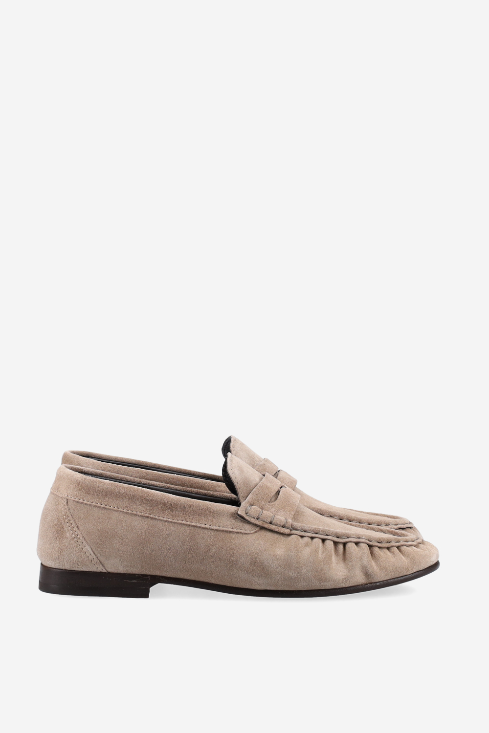 Penny wrinkle suede loafers