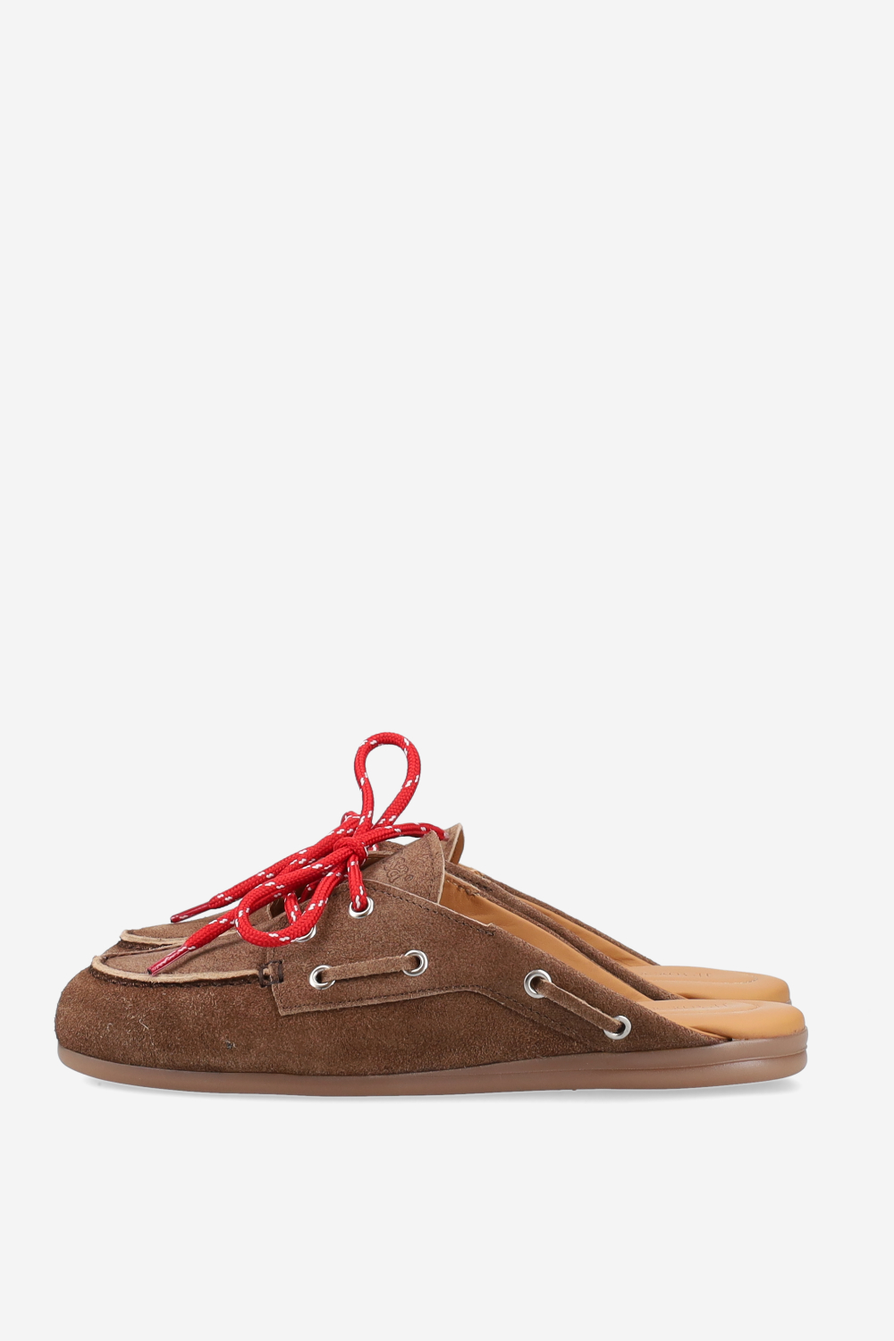 Boat loafer suede mules