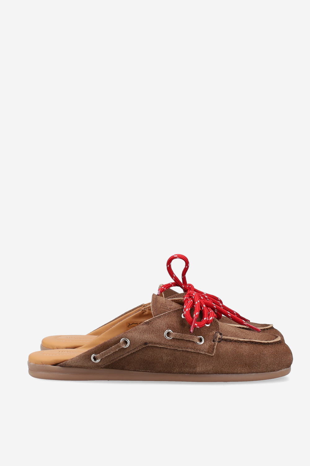 Boat loafer suede mules
