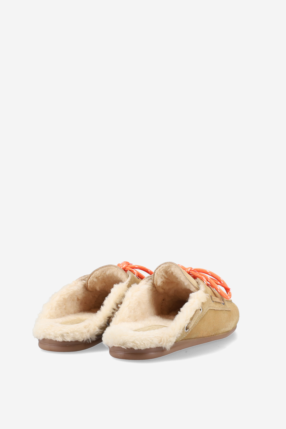Fur suede boat loafer mules