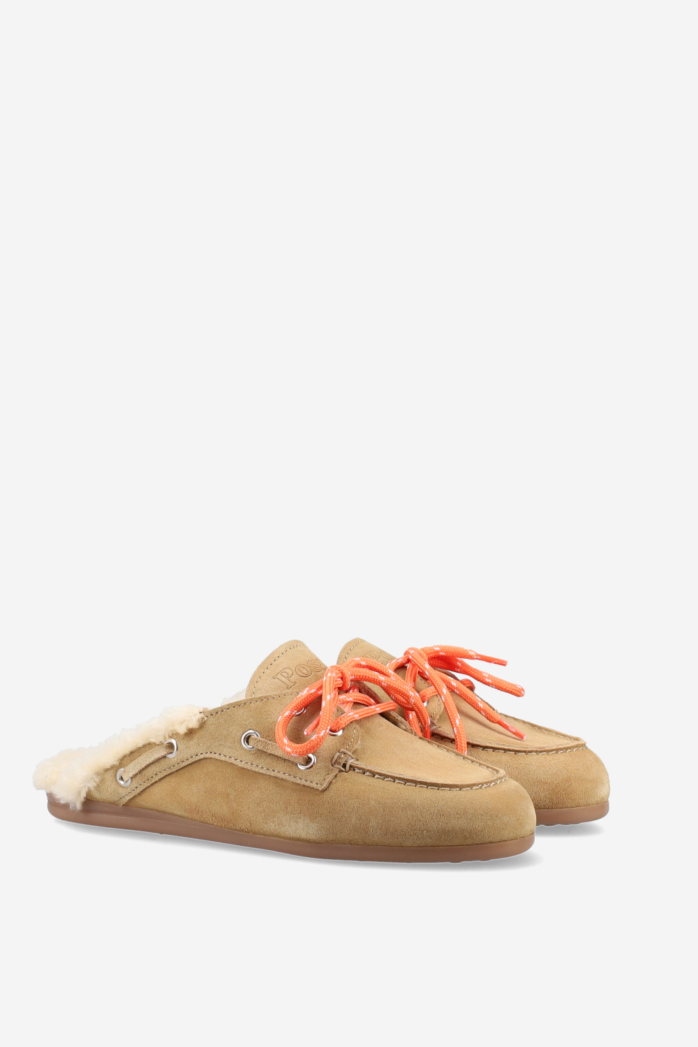 Posa - Fur suede boat loafer mules