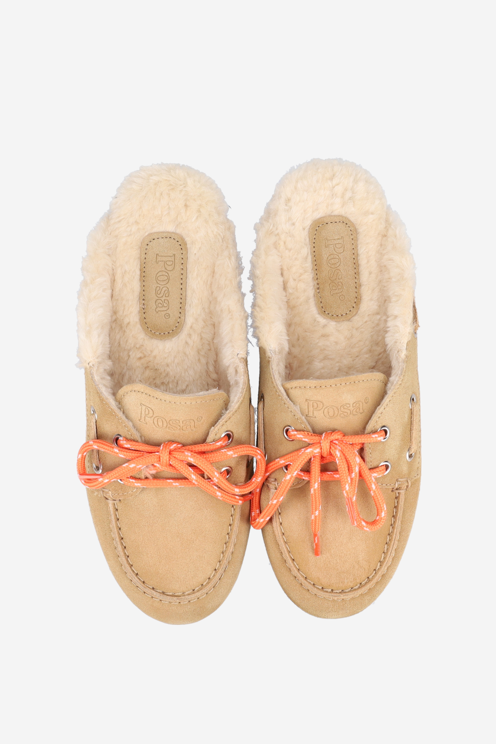 Fur suede boat loafer mules