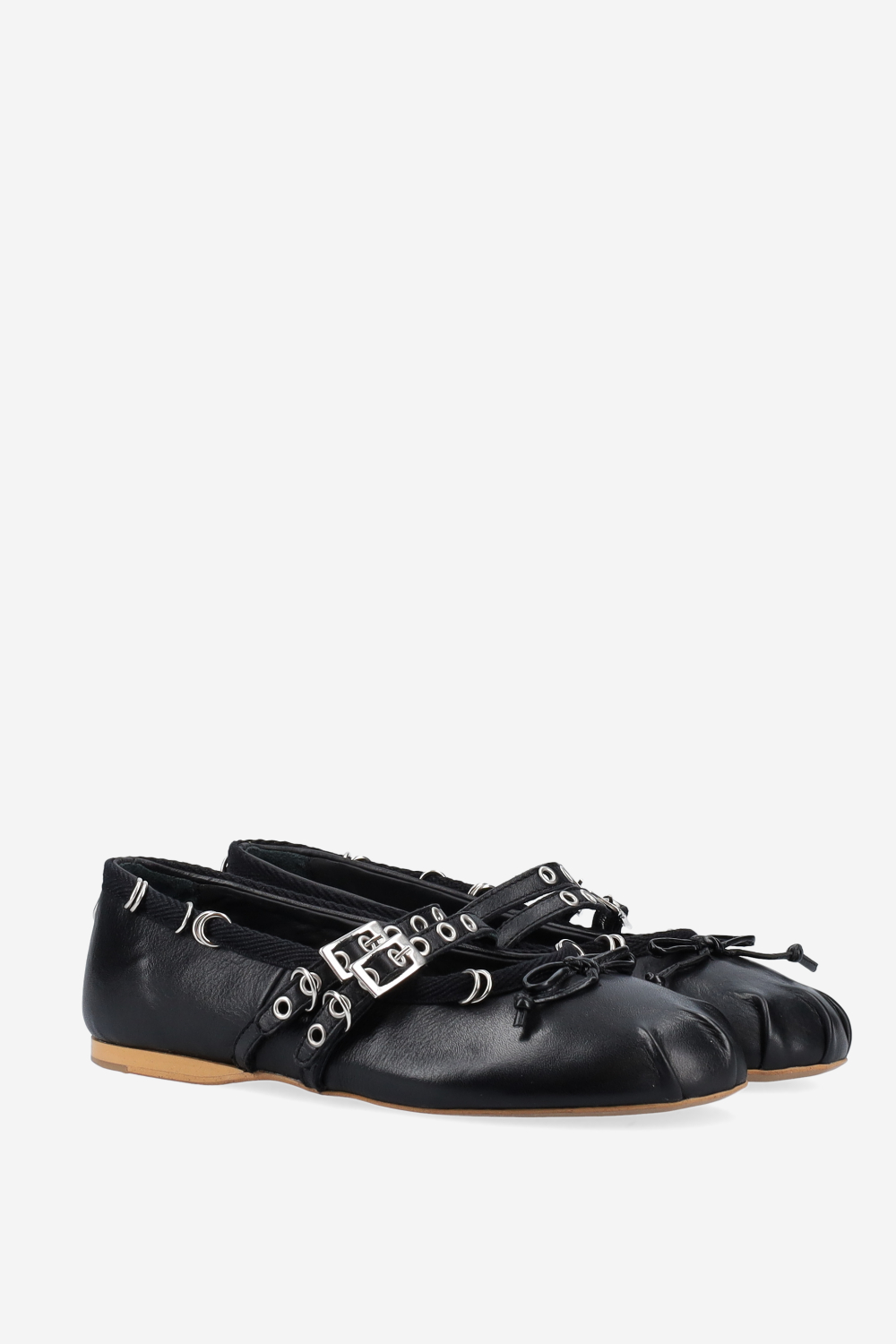 Vita piercing double strap leather ballerinas