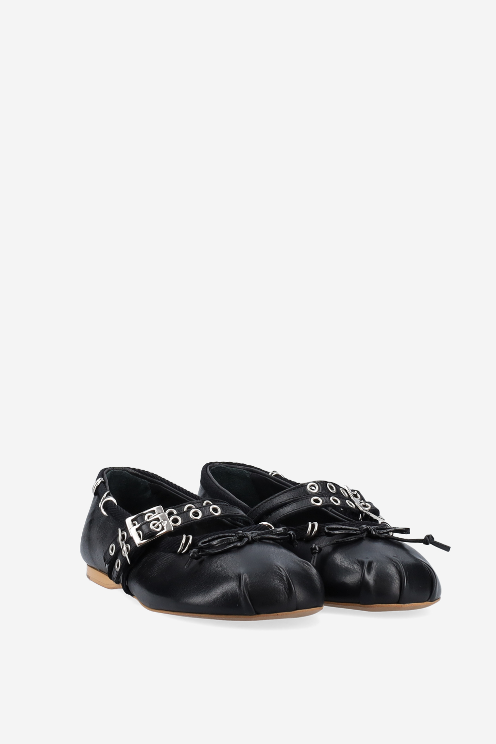 Vita piercing double strap leather ballerinas
